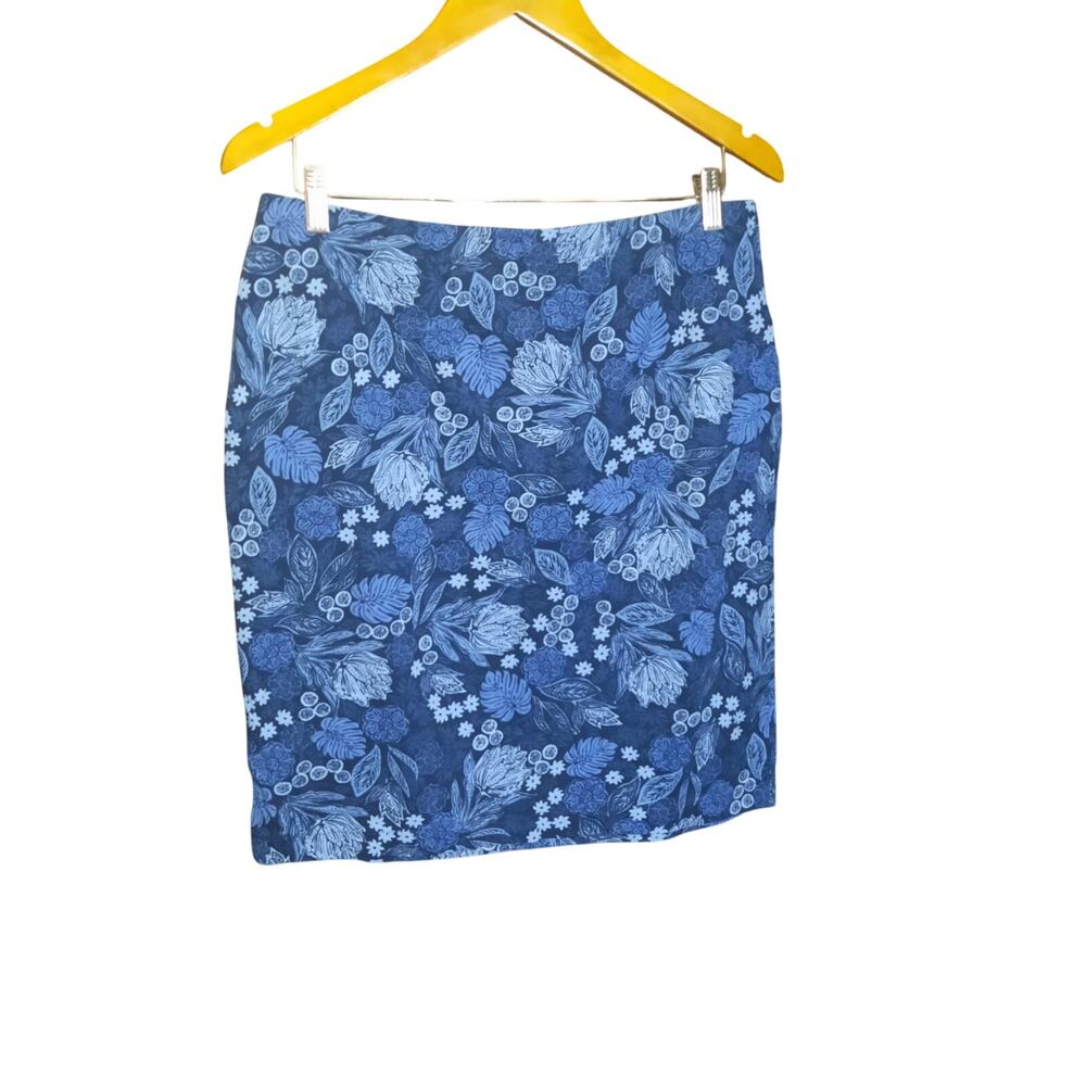 J. Jill Womens Blue Floral Print Elastic Pull-on Waist Mini Skirt Size Medium